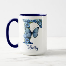 Taza Café Monogramado Floral Blue de 15 oz Mug