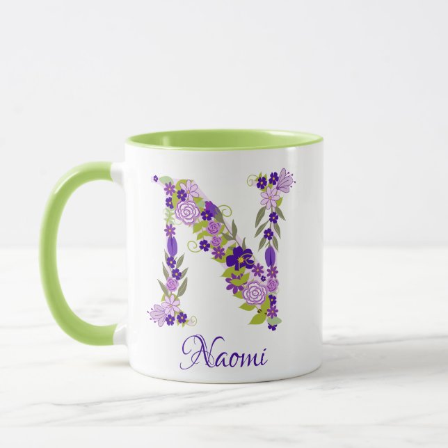 Taza Café monogramado morado de Lavender Mug (Izquierda)
