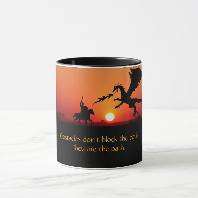 Taza Café motivacional Inspirador Dragón vs Knight (Centro)