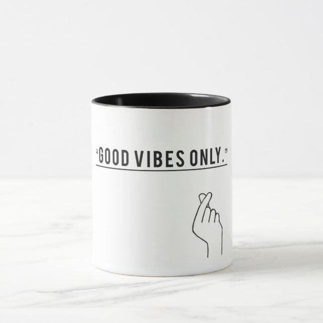 Taza Café motivacional minimalista "sólo con buenas vib (Centro)