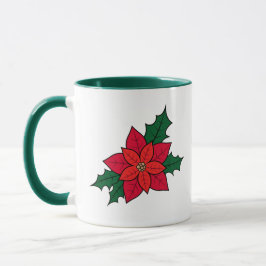 Taza Café Mug Con Navidades Naranjas Rojos Poinsettia