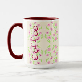 Taza Café Mug Con Patrón Floral Rosa