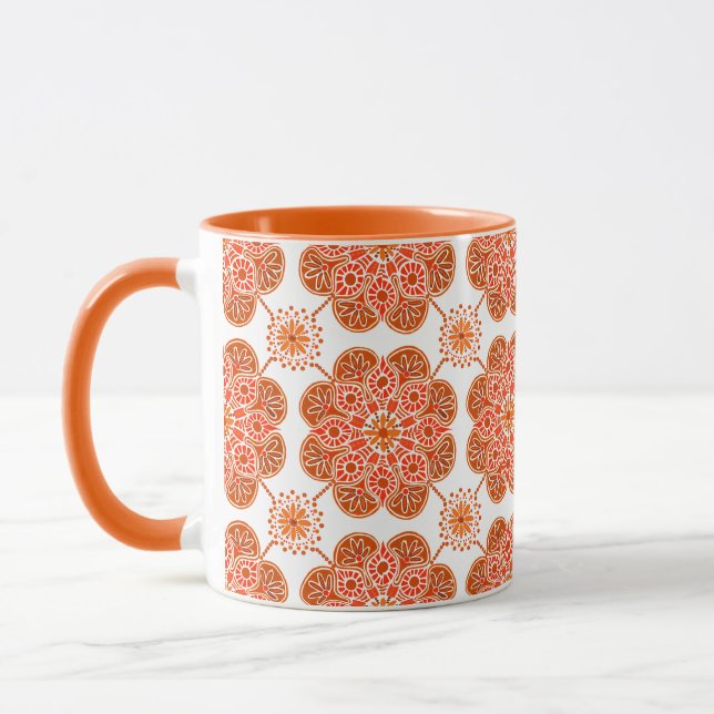 Taza Café Mug con patrón rojo y naranja (Izquierda)