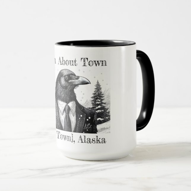 Taza Café mug, Raven About Town - ciudad Personalizar (Anverso derecho)