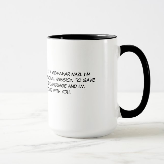 Taza Café nazi y té de la gramática sarcástica (Derecha)