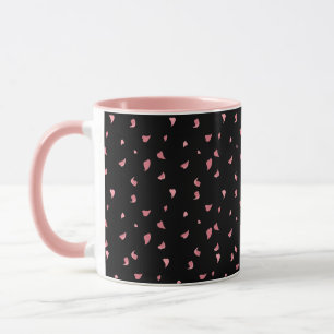 Taza Café negro rosado con tazón adornado con hojas de 