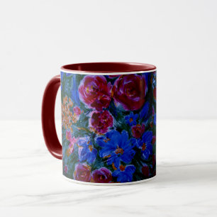 Taza Café o té rojo, azul y marrón