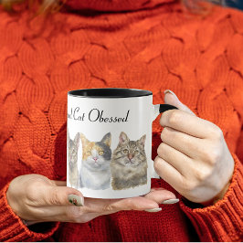 Taza Café obsesionado con el gato, bendecido y con estr