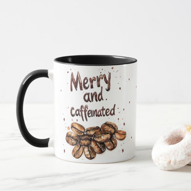 Taza Café para Navidades con cafeína y merry (Con donut)