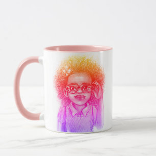 Taza Café para niñas de rizos felices