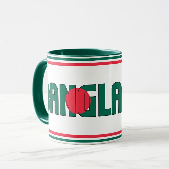 Taza Café patriótico bangladesí con bandera nacional (Anverso izquierdo)