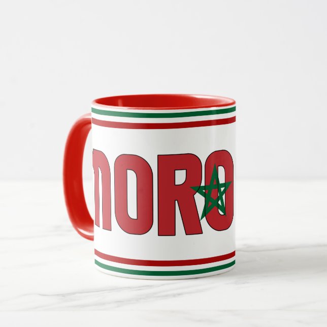 Taza Café patriótico con bandera nacional de Marruecos (Anverso izquierdo)