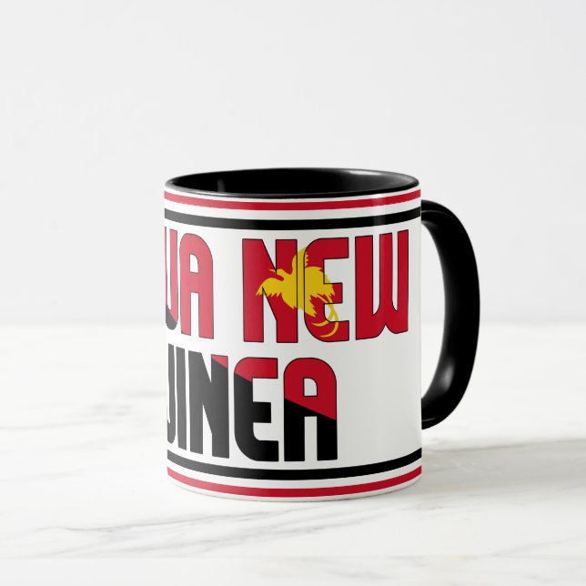 Taza Café patriótico con bandera nacional de Papúa Nuev (Anverso derecho)