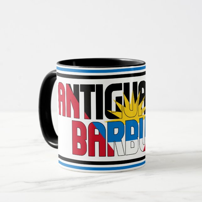 Taza Café patriótico de bandera nacional de Antigua y B (Anverso izquierdo)
