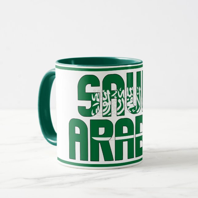 Taza Café patriótico de bandera nacional de Arabia Saud (Anverso izquierdo)