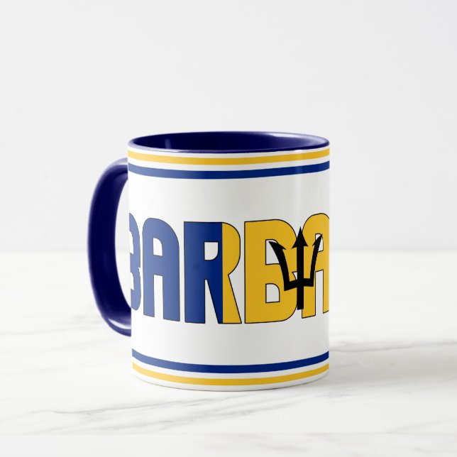 Taza Café Patriótico de Bandera Nacional de Barbados (Anverso izquierdo)