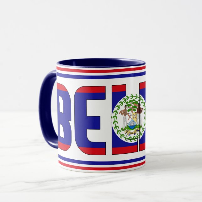 Taza Café patriótico de bandera nacional de Belice (Anverso izquierdo)