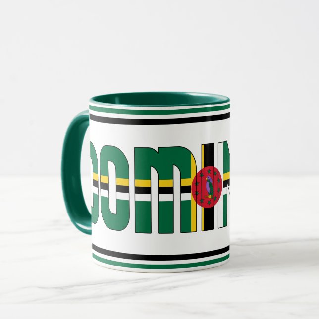 Taza Café Patriótico de Bandera Nacional de Dominica (Anverso izquierdo)