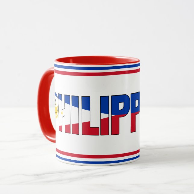 Taza Café patriótico de bandera nacional de Filipinas (Anverso izquierdo)