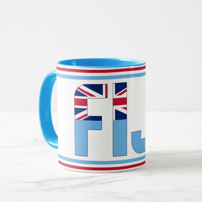 Taza Café Patriótico de Bandera Nacional de Fiyi (Anverso izquierdo)