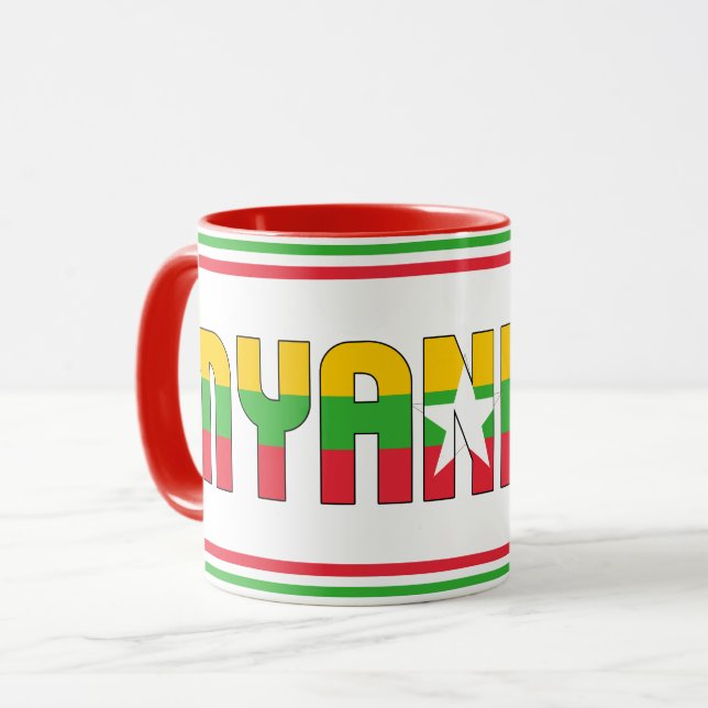 Taza Café patriótico de bandera nacional de Myanmar (Anverso izquierdo)