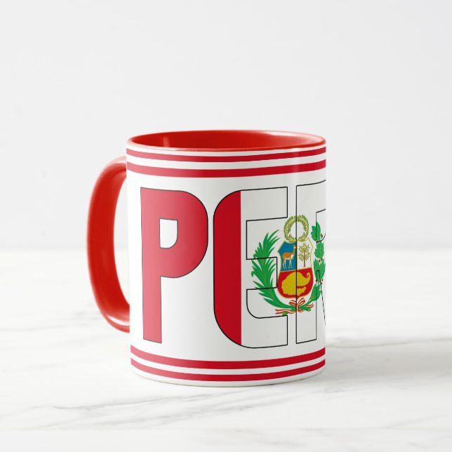 Taza Café patriótico de bandera nacional de Perú (Anverso izquierdo)