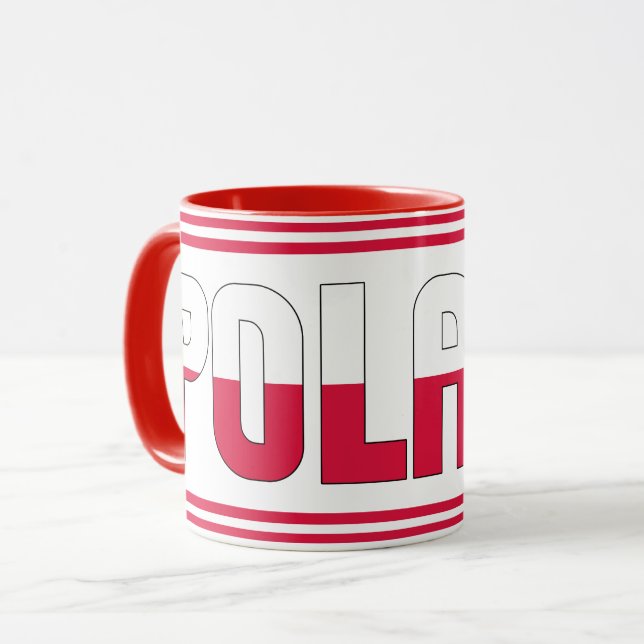 Taza Café patriótico de bandera nacional de Polonia (Anverso izquierdo)