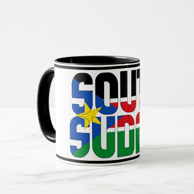 Taza Café patriótico de bandera nacional de Sudán del S (Anverso izquierdo)