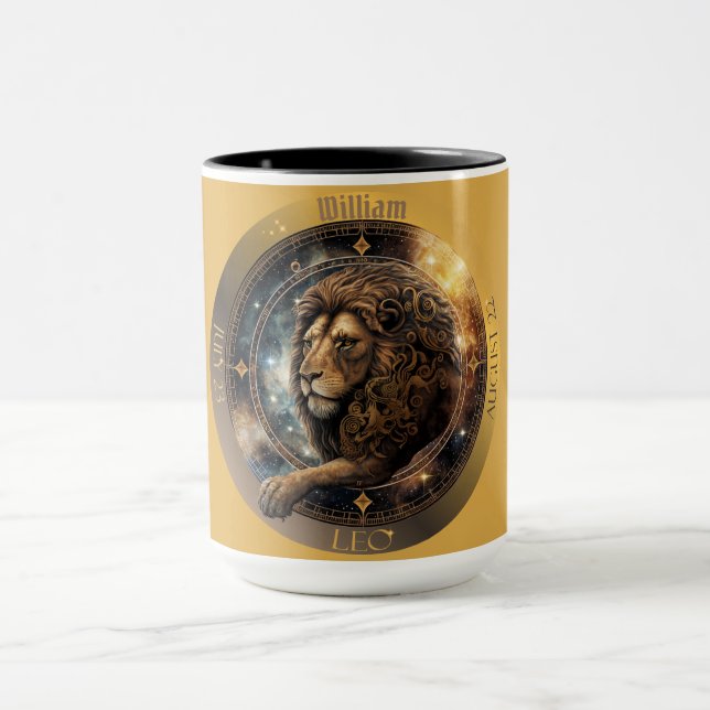 Taza Café personalizable del zodiaco Leo (Centro)