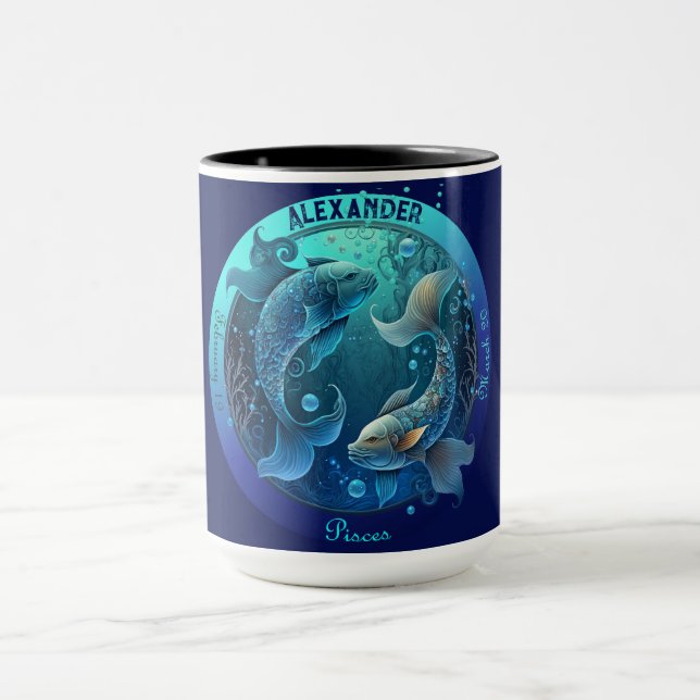 Taza Café personalizable del zodiaco Piscis (Centro)