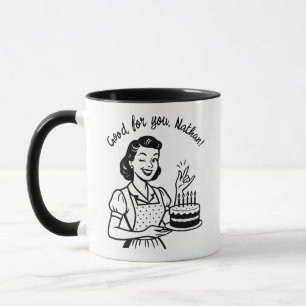 Taza Café personalizado del pastel de cumpleaños retro