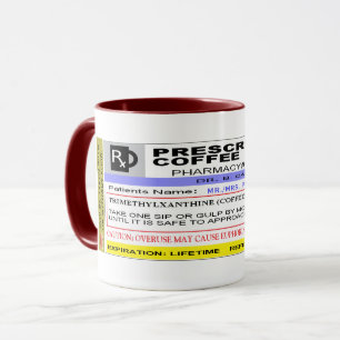 Taza Café personalizado divertido de la prescripción de
