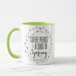 Taza Café por favor con una foto de un jardín floral de