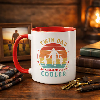 Taza Café Puesta de Sol Retro Papá de Gemelos