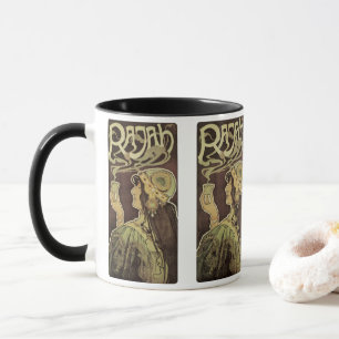 Taza Café Rajah Art Nouveau Vintage, Mujer con café