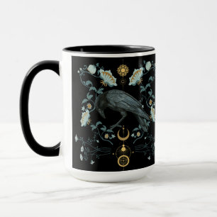 Taza Café Raven Celestial Mug Viking Botanical Pagan