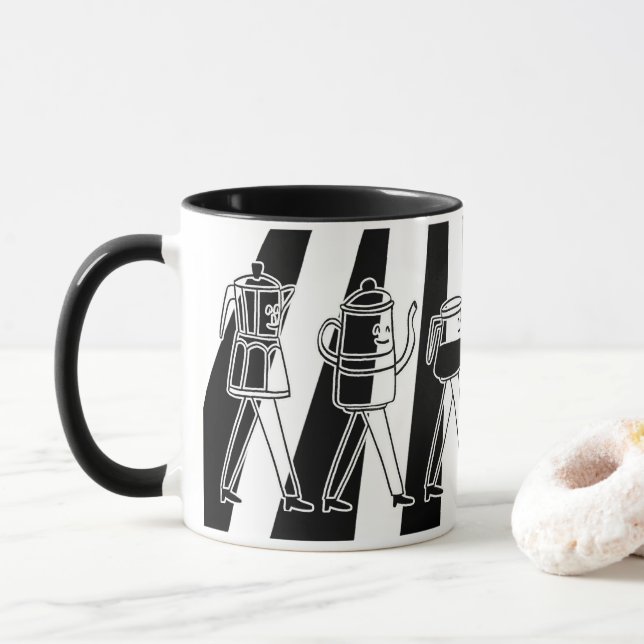 Taza Café rayado en blanco y negro (Con donut)