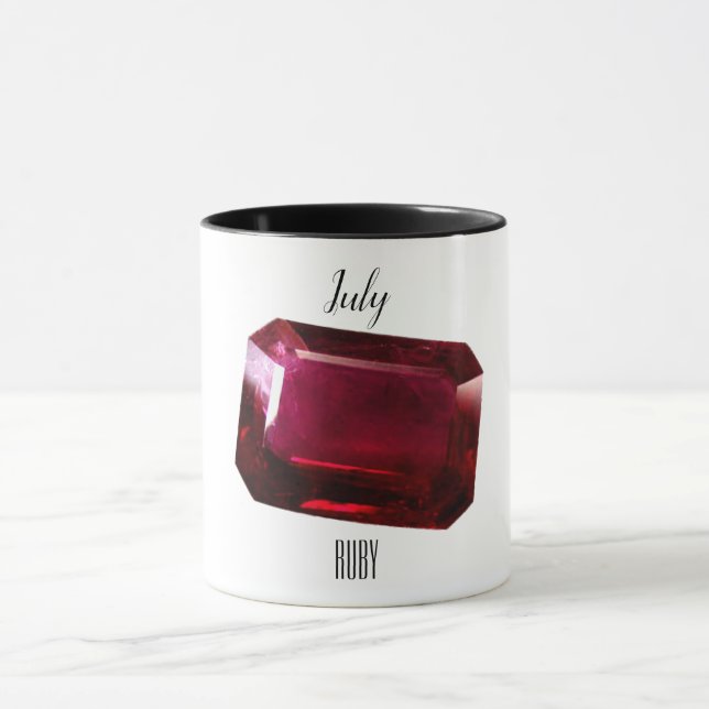 Taza Café Rojo Mug Ruby Gemstone Julio Birthstone (Centro)