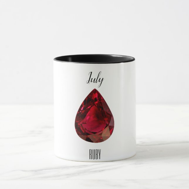 Taza Café Rojo Mug Ruby Gemstone Julio Birthstone (Centro)