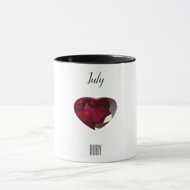 Taza Café Rojo Mug Ruby Gemstone Julio Birthstone (Centro)