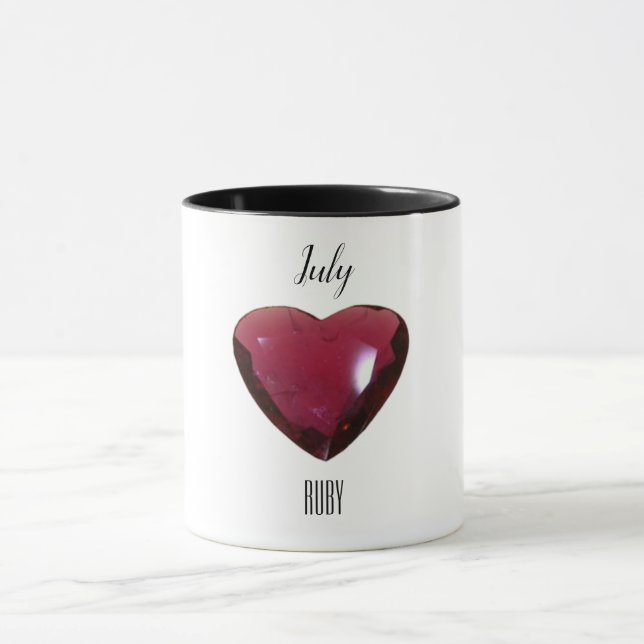 Taza Café Rojo Mug Ruby Gemstone Julio Birthstone (Centro)