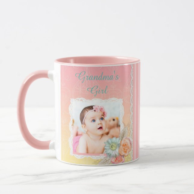 Taza Café rosa "Chica de la abuela" personalizado (Izquierda)
