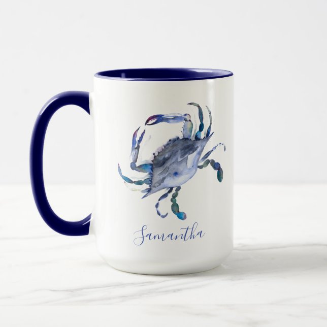 Taza Café temático sobre el cangrejo azul personalizado (Izquierda)