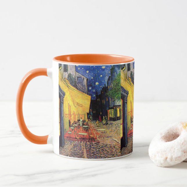 Taza Cafe Terrace de noche por Vincent van Gogh (Con donut)