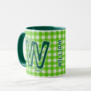 Taza Cafe Verde Cuadros (Nombre de Monograma Antiguo) C