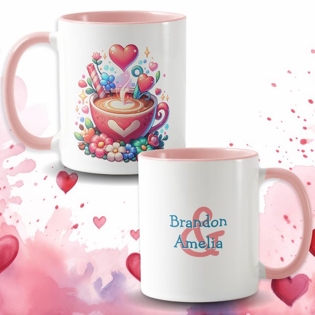 Taza Café y corazones suaves y personalizados (Subido por el creador)