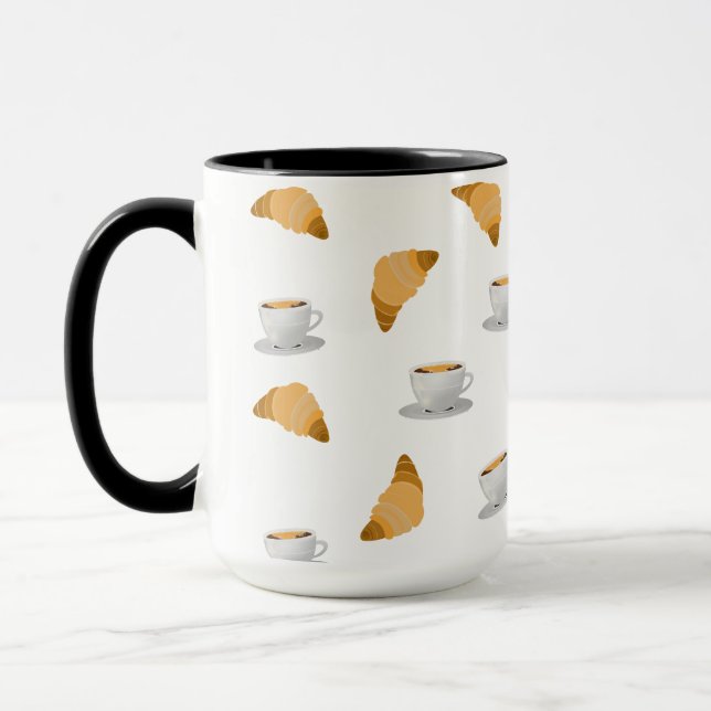 Taza Café y croissant Pattern Mug (Izquierda)