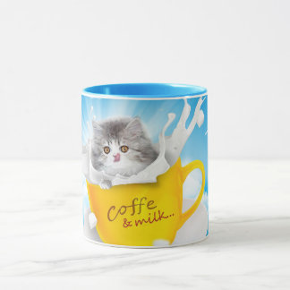 Taza "Café y leche con un gato lindo"