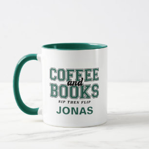 Taza Café y Libros Bebe y Luego Hojea Libros Verde
