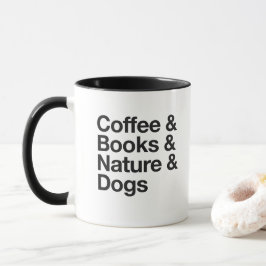 Taza Café y libros, naturaleza y perros Mug (negro)